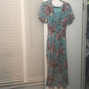 Blue floral hi-low dress